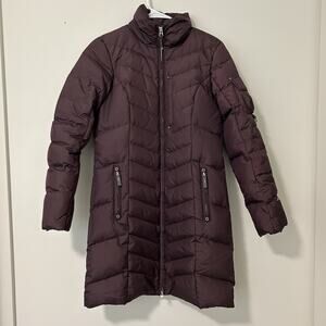 Eddie Bauer Down Parka Jacket Womens Small Purple Coat Insulated Hooded Winter
